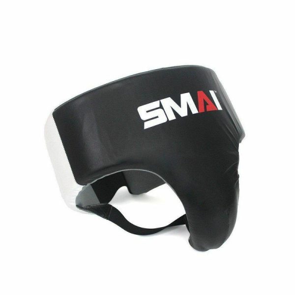 SMAI Boxers Groin Guard 2.0 featuring an upgraded design with Velcro closure for easy adjustments, available in medium and large sizes.